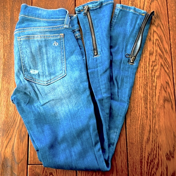 SALE! Rag & Bone Kilbowe Distressed Skinny Jeans With Zippers at Ankles - Picture 6 of 6
